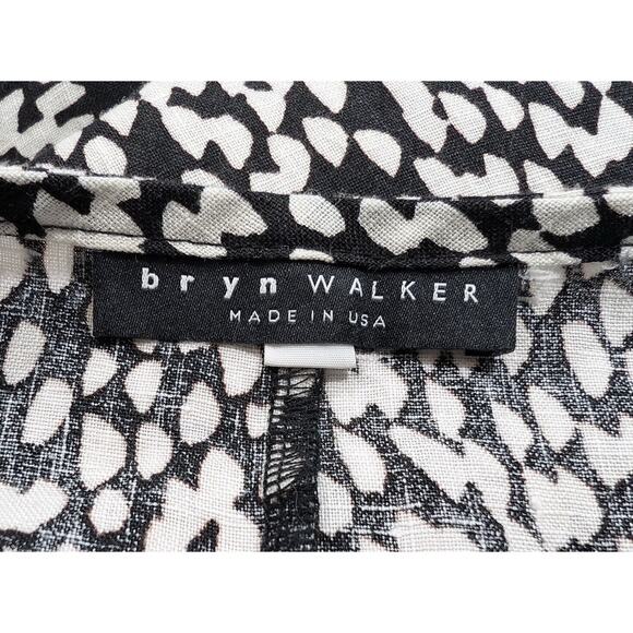 Bryn Walker Dress Black White Print Linen Misses Size M - Picture 4 of 7